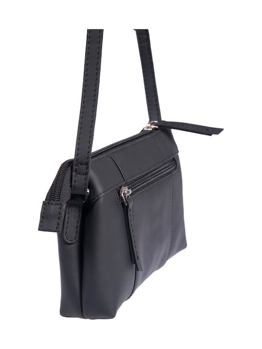 Leder Damentasche Schultertasche Schwarz
