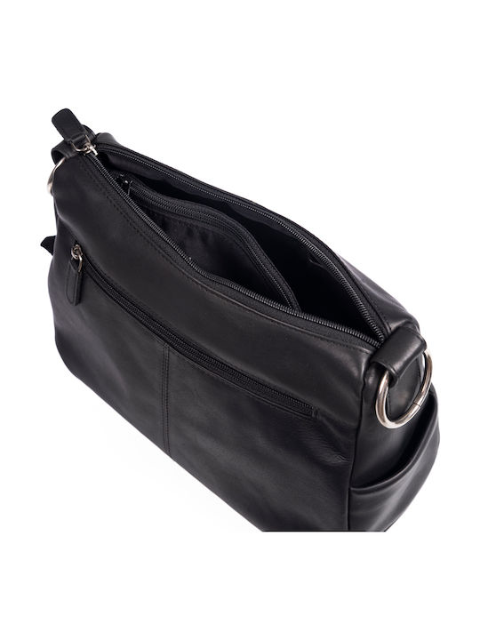 Leder Damentasche Schultertasche Schwarz