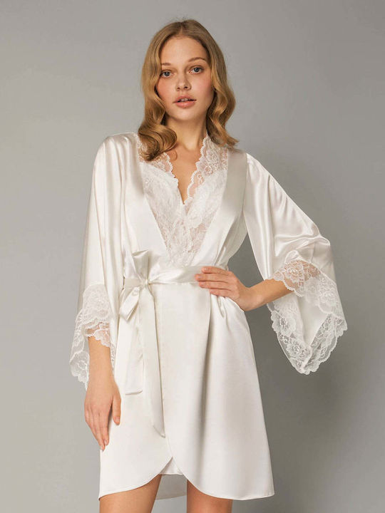 Milena by Paris Winter Bridal Women's Robe with Nightgown Ivory 3399_5352SET-Ivory
