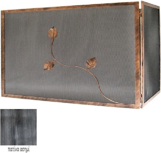 GTMED Ecran de protecție pentru șemineu din metal cu 2 foi x80cm Argintiu