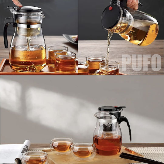 Τσαγιέρα με Φίλτρο Γυάλινη Καφέ 950ml