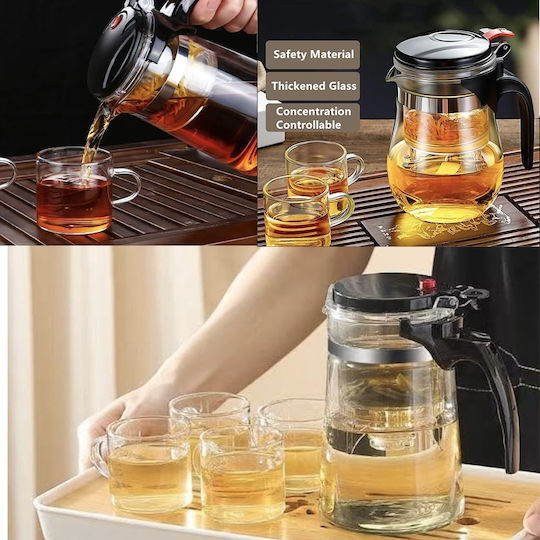Τσαγιέρα με Φίλτρο Γυάλινη Καφέ 950ml