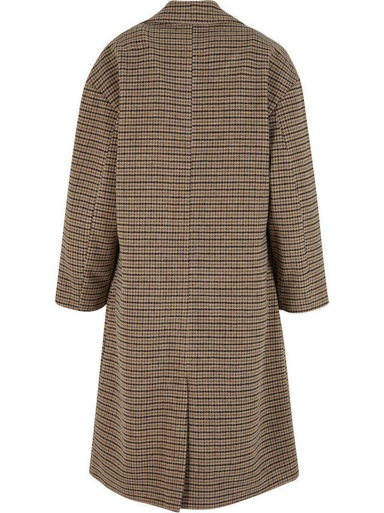 Women's Checked Unionbeige/black Coat Oversized