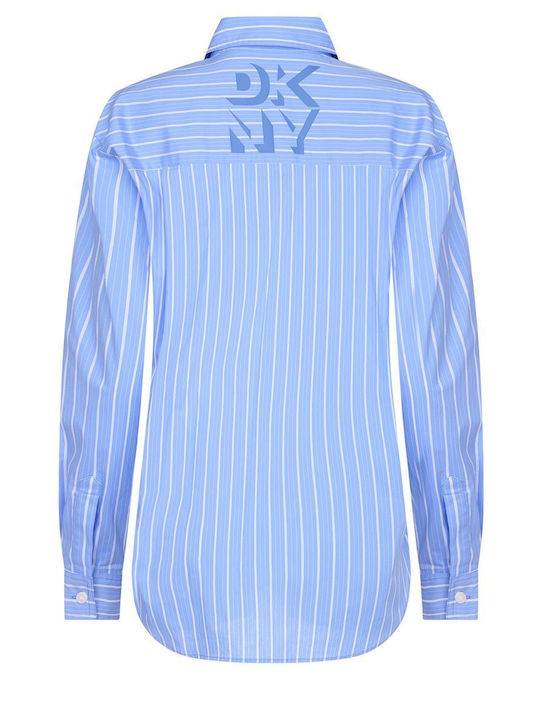 DKNY Women's Long Sleeve Shirt Light Blue