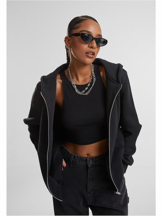 Women's Sweatshirt Jacket Hooded Black