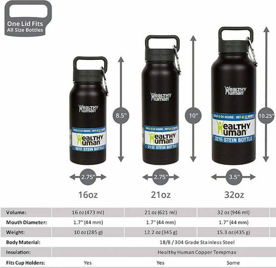 Healthy Human Stein Stainless Steel Thermos Bottle 950ml Stainless Steel