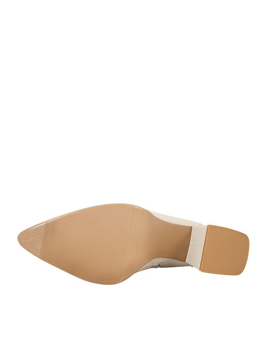 Synthetic Leather Medium Heel Women's Boots Bolie Beige