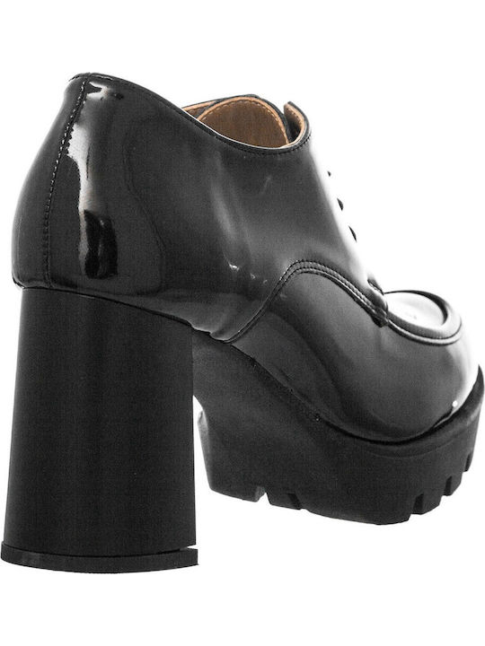 Leather Women's Ankle Boots with High Heel Black