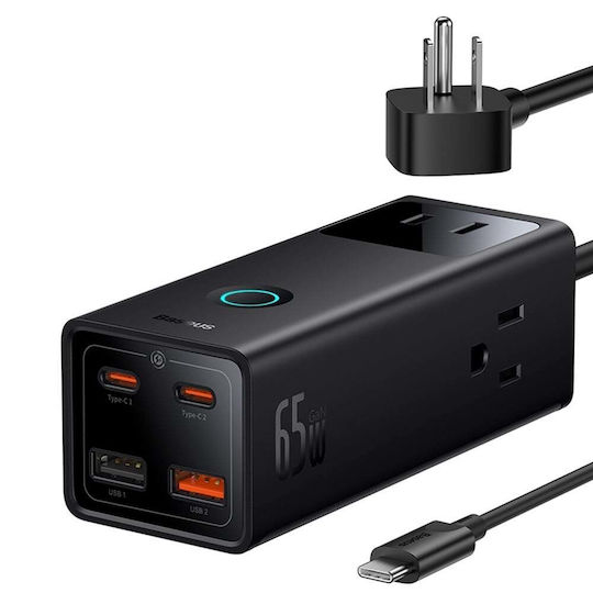 Baseus Suport de Încărcare cu 2 Porturi USB-A și 2 Porturi USB-C 65W în culoarea Negru (PowerCombo Pro)