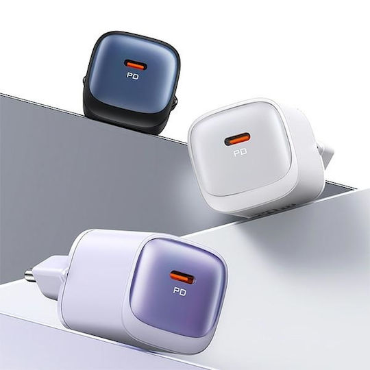 Usams Φορτιστής Χωρίς Καλώδιο GaN με Θύρα USB-C 30W Power Delivery Μαύρος (CC251)