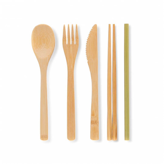 Yoko Design Baby Cutlery Set made of Bamboo in Case 6pcs