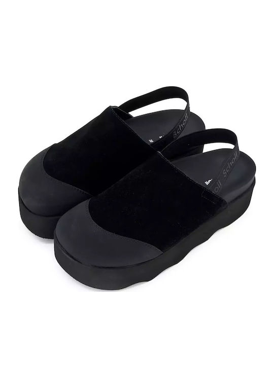 Abby Suede Mules με Χαμηλό Τακούνι σε Μαύρο Χρώμα