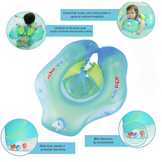 bebeLOGIC Kinder Schwimmtrainer mit Länge 50cm Hellblau