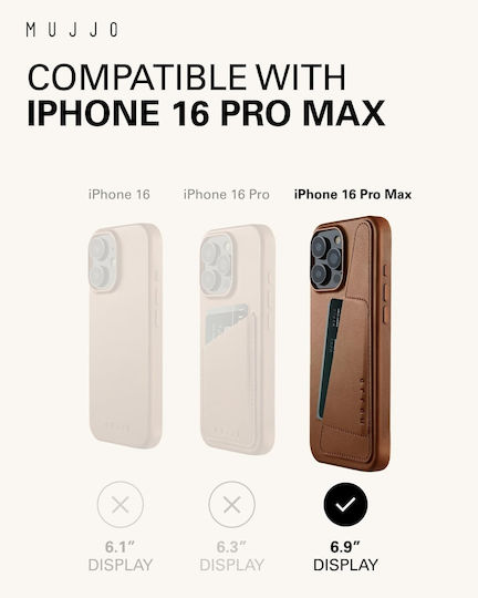 Mujjo Back Cover Δερμάτινο 1mm Καφέ (iPhone 16 Pro Max)