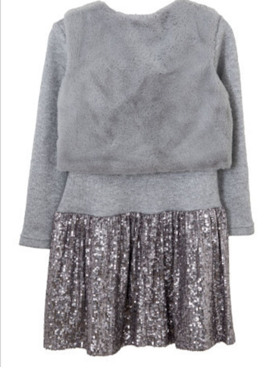 Babylon Children's Dress with Sequins Grey