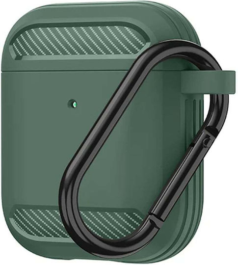 Techsuit Carbon Case Silicone in Green color for Apple AirPods 1 / AirPods 2