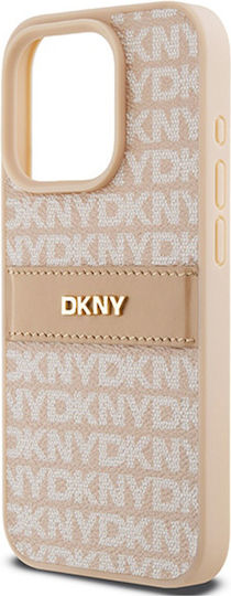 Dkny Pu Leder Wiederholungsmuster Tonale Streifen Hülle Iphone 15 Pro Pink