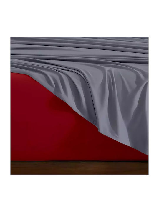 Lino Home Sheet Sets Queen 240x260cm. Doble Grey-red 4pcs