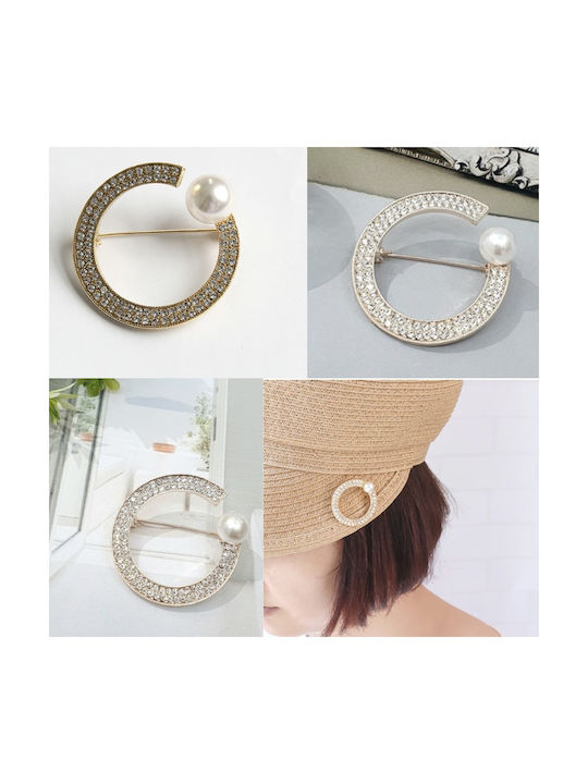 Elegante Damenbrosche Eleganter Kreis Modell Strass Gold