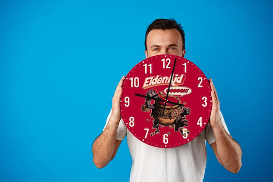 Koupakoupa Elden-aid Silent Wall Clock Wooden Red Koupakoupa Elden-aid Silent Wall Clock Wooden Red