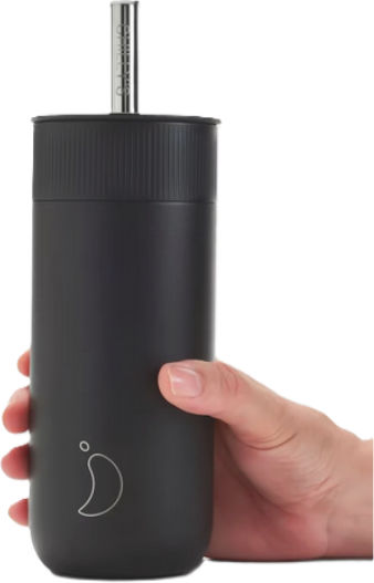 Chilly's Series 2 Switch Ποτήρι Θερμός Ανοξείδωτο BPA Free 500ml Abyss Black με Καλαμάκι
