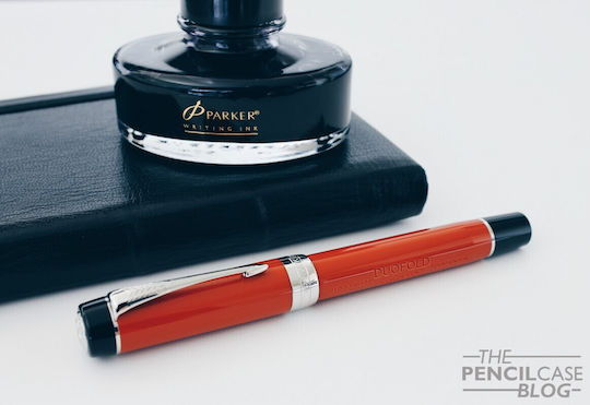 Stilou Parker Duofold Centennial Classic Big Red Vintage Peniță din Aur Solid Cerneală Neagră Convertor 1931376 3501179313757 Penițe Extra Late 18k