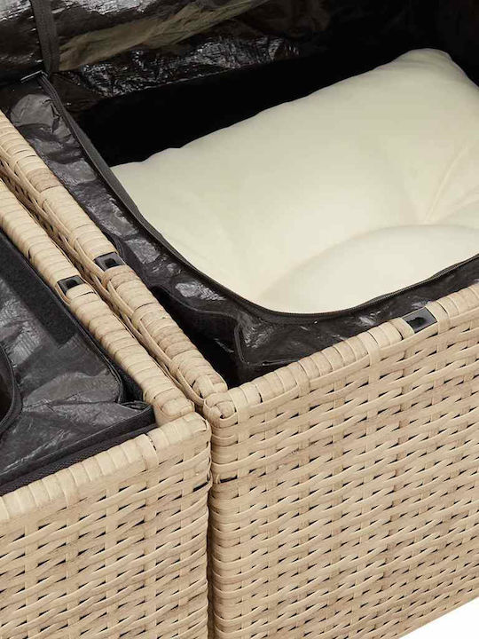 Corner Outdoor Sofa Rattan with Cushions 55x55x69cm