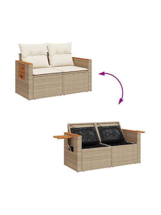 Corner Outdoor Sofa Rattan with Cushions 55x55x69cm