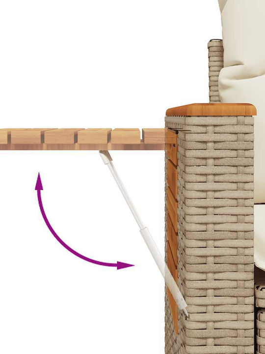 Corner Outdoor Sofa Rattan with Cushions 55x55x69cm