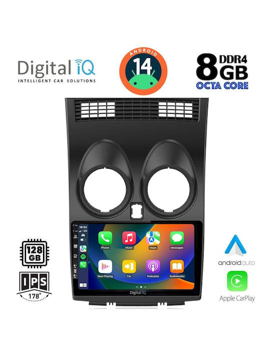 Digital IQ Sistem Audio Auto pentru Nissan Qashqai 2007-2014 (Bluetooth/USB/AUX/WiFi/GPS/Apple-Carplay/Android-Auto) cu Ecran Tactil 9"