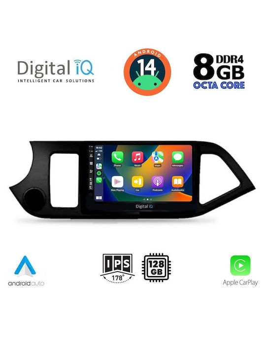 Digital IQ Car Audio System for Kia Picanto 2011-2017 (Bluetooth/USB/AUX/WiFi/GPS/Apple-Carplay/Android-Auto) with Touch Screen 9"