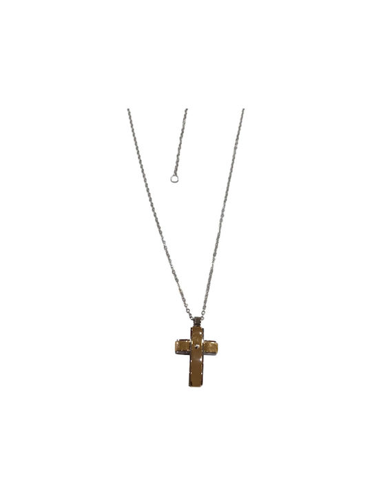 Visetti Men's Cross from Gold Plated Steel with Chain