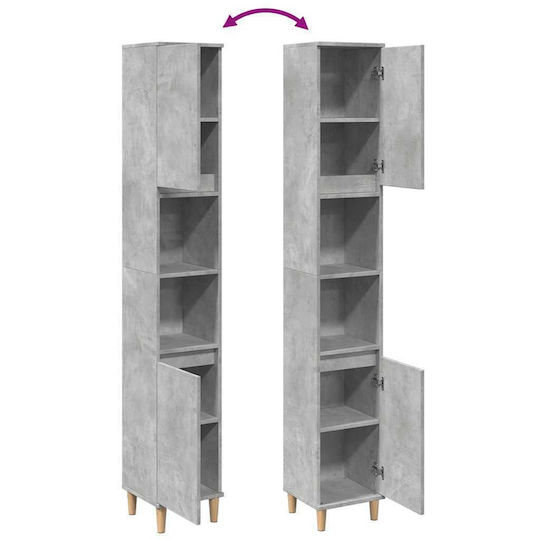 vidaXL Wall Hung Cabinet Bathroom Column Cabinet L30xD30xH190cm Gray