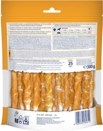 Vitakraft Leckerli für Hunde Rohrform Kleine Rassen ohne Gluten mit Huhn und Ton 300gr 25Stück