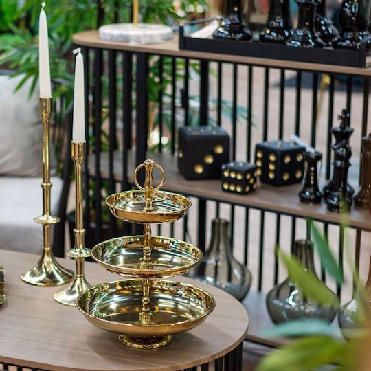 Iliadis Metallic Dessert Tower Stand with 3 Tiers Gold Ø25cmxY33cm 33x15x33cm