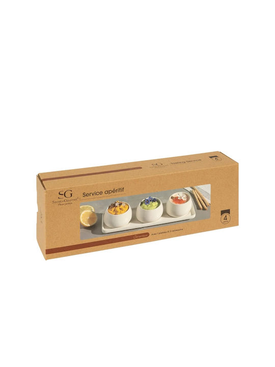 Atmosphera Nora Keramik Dessert Turm Ständer & Tabletts 3 Schlitze mit Basis Weiße Ø9.5xY5cm 4 Stück