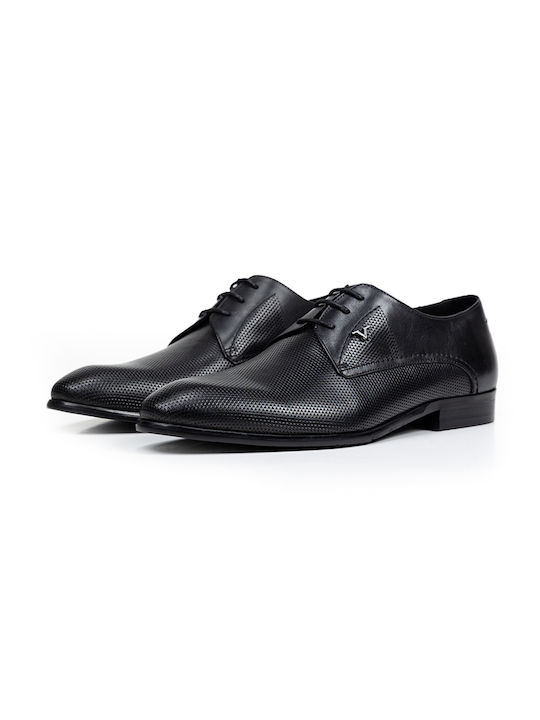 19V69 Men's Leather Dress Shoes Black