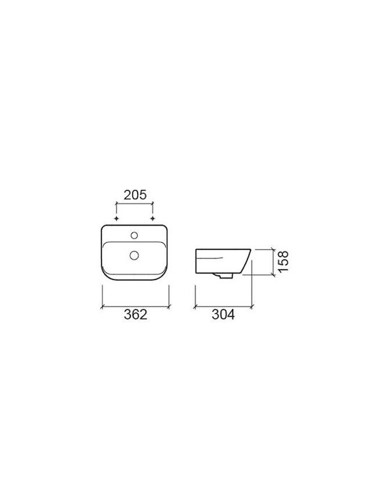 Sanindusa Countertop Sink Porcelain 36x30cm White