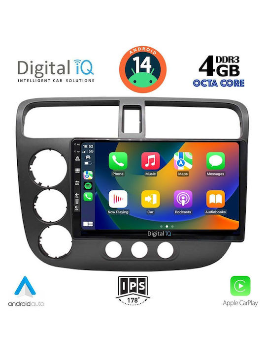 Digital IQ Car Audio System for Honda Civic 2001-2006 (Bluetooth/USB/AUX/WiFi/GPS/Apple-Carplay/Android-Auto) with Touch Screen 9"