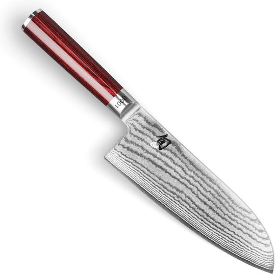 Kai Limited Edition Red Handle Shun Classic - KAI Knife Santoku from Damascus Steel 19cm
