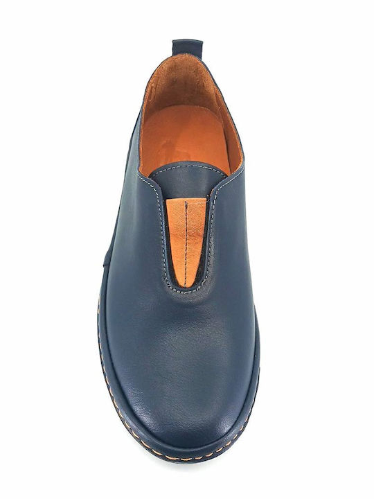 Γυναικεία Slip-On Δερμάτινα Μπλε