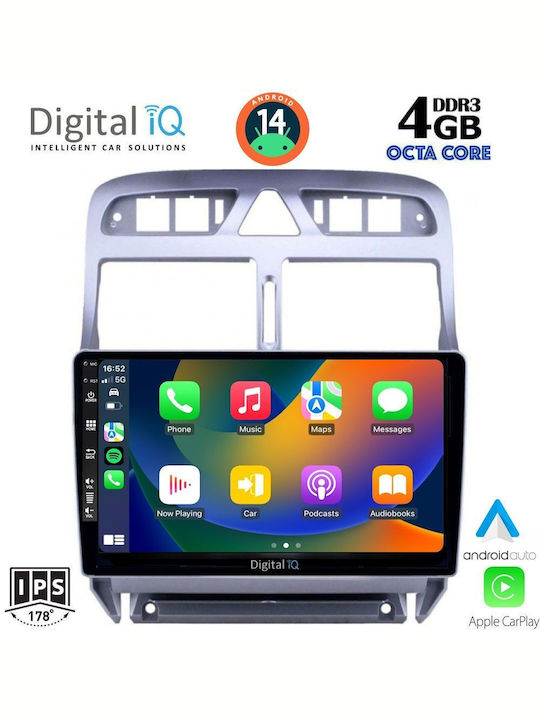 Digital IQ Car Audio System for Peugeot 307 2001-2008 (Bluetooth/USB/AUX/WiFi/GPS/Apple-Carplay/Android-Auto) with Touch Screen 9"