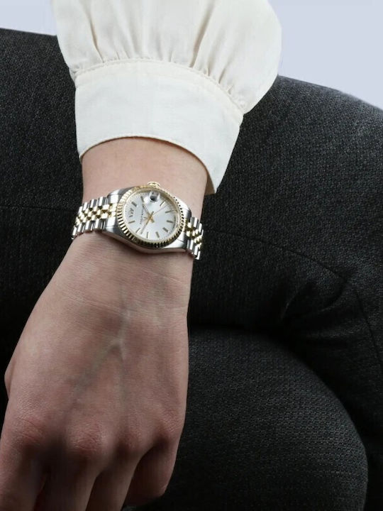 Philip Watch Ρολόι Μπαταρίας με Μεταλλικό Μπρασελέ