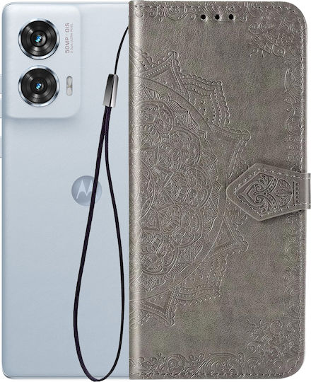 Book Piele artificială / Silicon Gri (Motorola Edge 50 Fusion 5G)