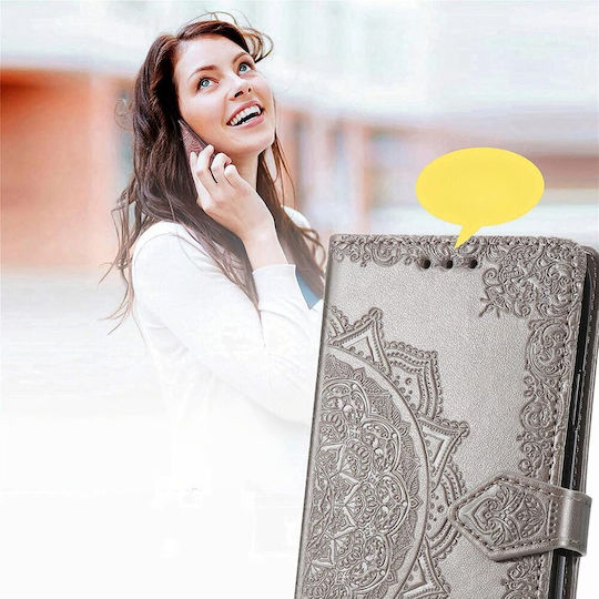 Book Piele artificială / Silicon Gri (Motorola Edge 50 Fusion 5G)