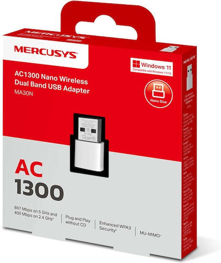 Mercusys MA30N Wireless USB Network Adapter 1300Mbps