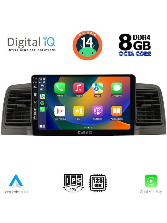 Digital IQ Car Audio System for Toyota Corolla 2001-2006 (Bluetooth/USB/AUX/WiFi/GPS/Apple-Carplay/Android-Auto) with Touch Screen 9"