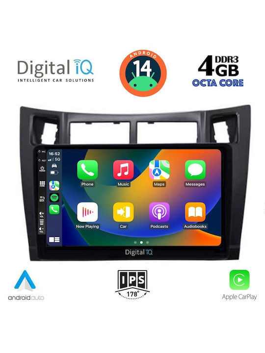 Digital IQ Автомобилна Аудио Система за Toyota Ярис 2006-2011 (Блутут/USB/AUX/WiFi/GPS/Apple-Carplay/Android-Auto) с Тъчскрийн 9"