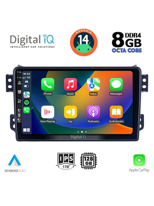 Digital IQ Car Audio System for Opel Agila Suzuki Splash 2008> (Bluetooth/USB/AUX/WiFi/GPS/Apple-Carplay/Android-Auto) with Touch Screen 9"