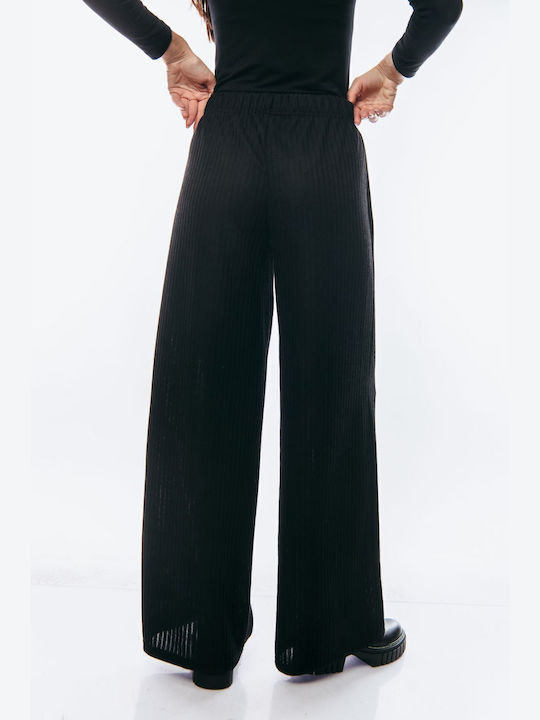 Women's High Waist Fabric Trousers in Slim Fit Blue